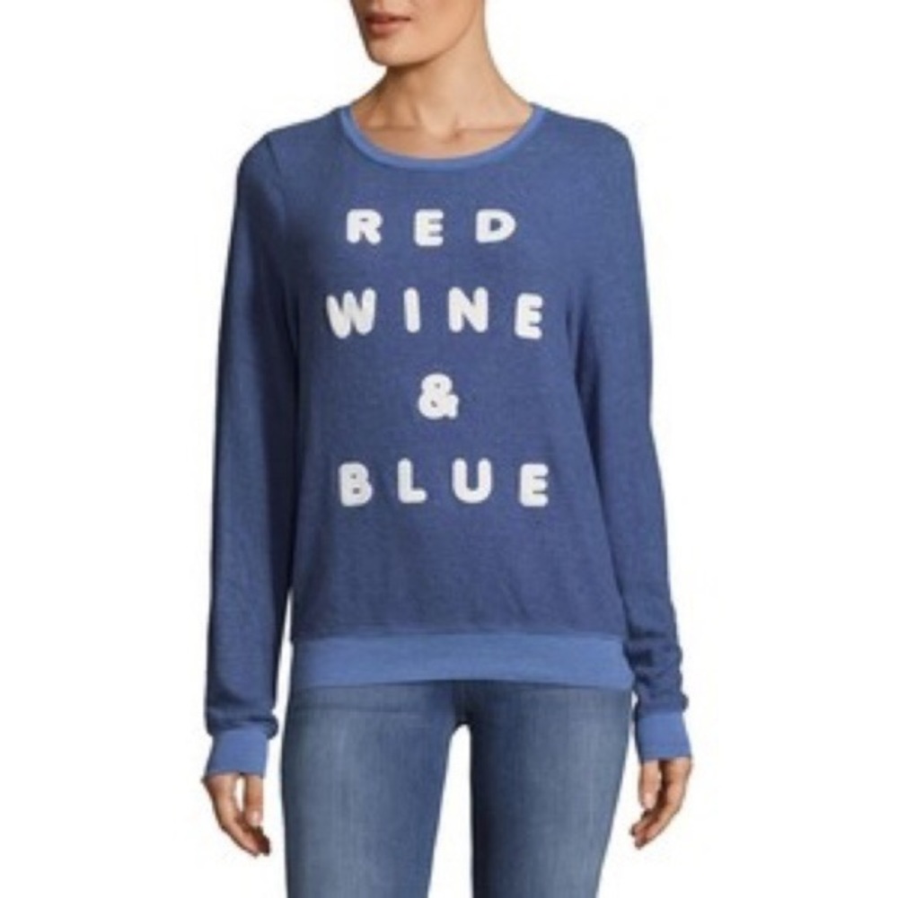 Wildfox red wine and blue sweater